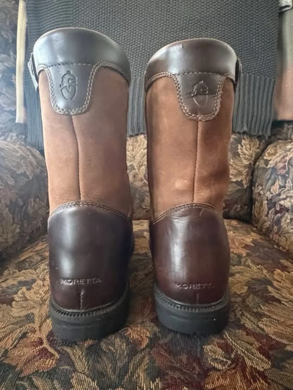 Women's Quilted Brown Leather Ankle Booties with Side Zip